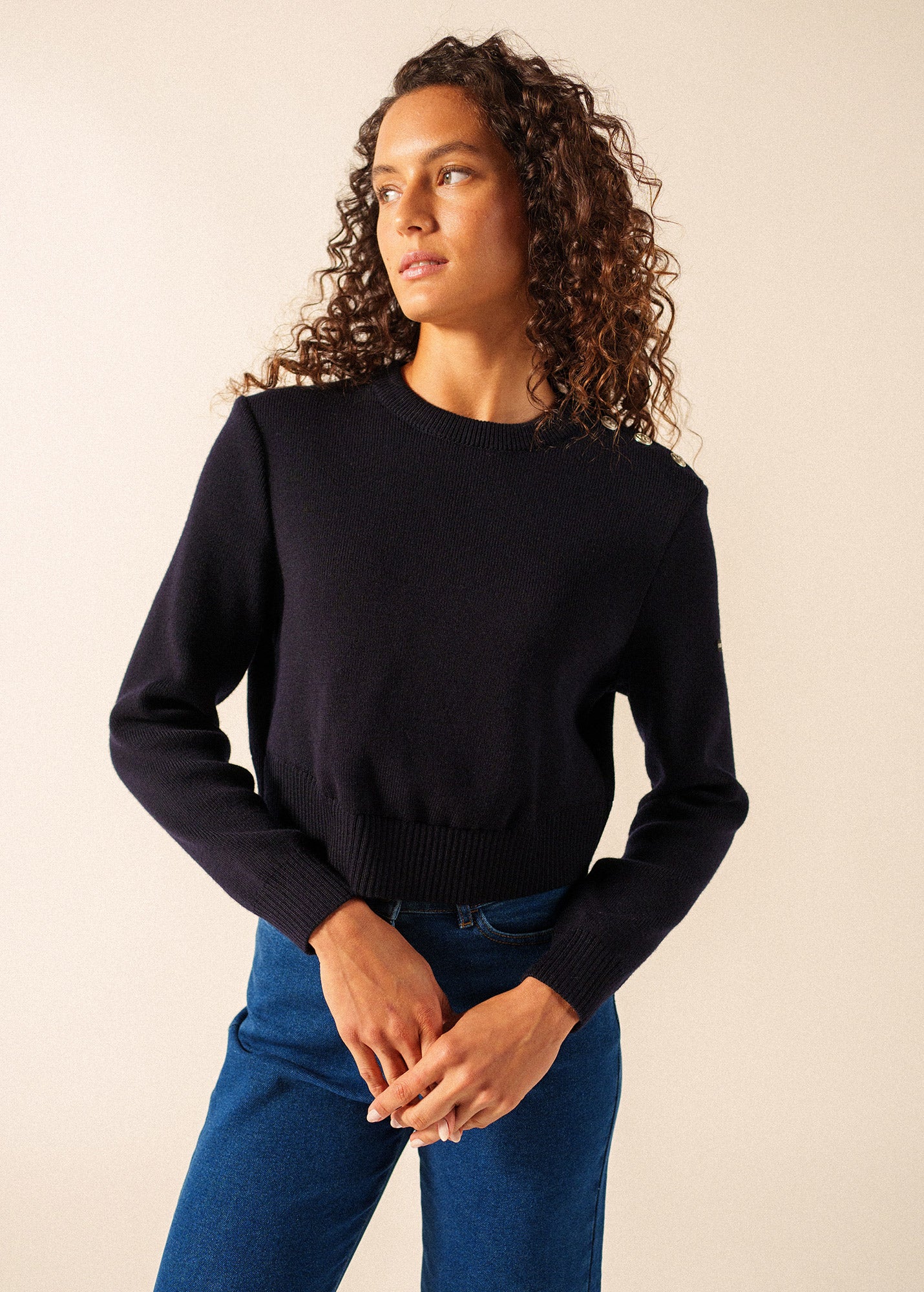 Cancale Crop Jumper (NAVY) - Image 3