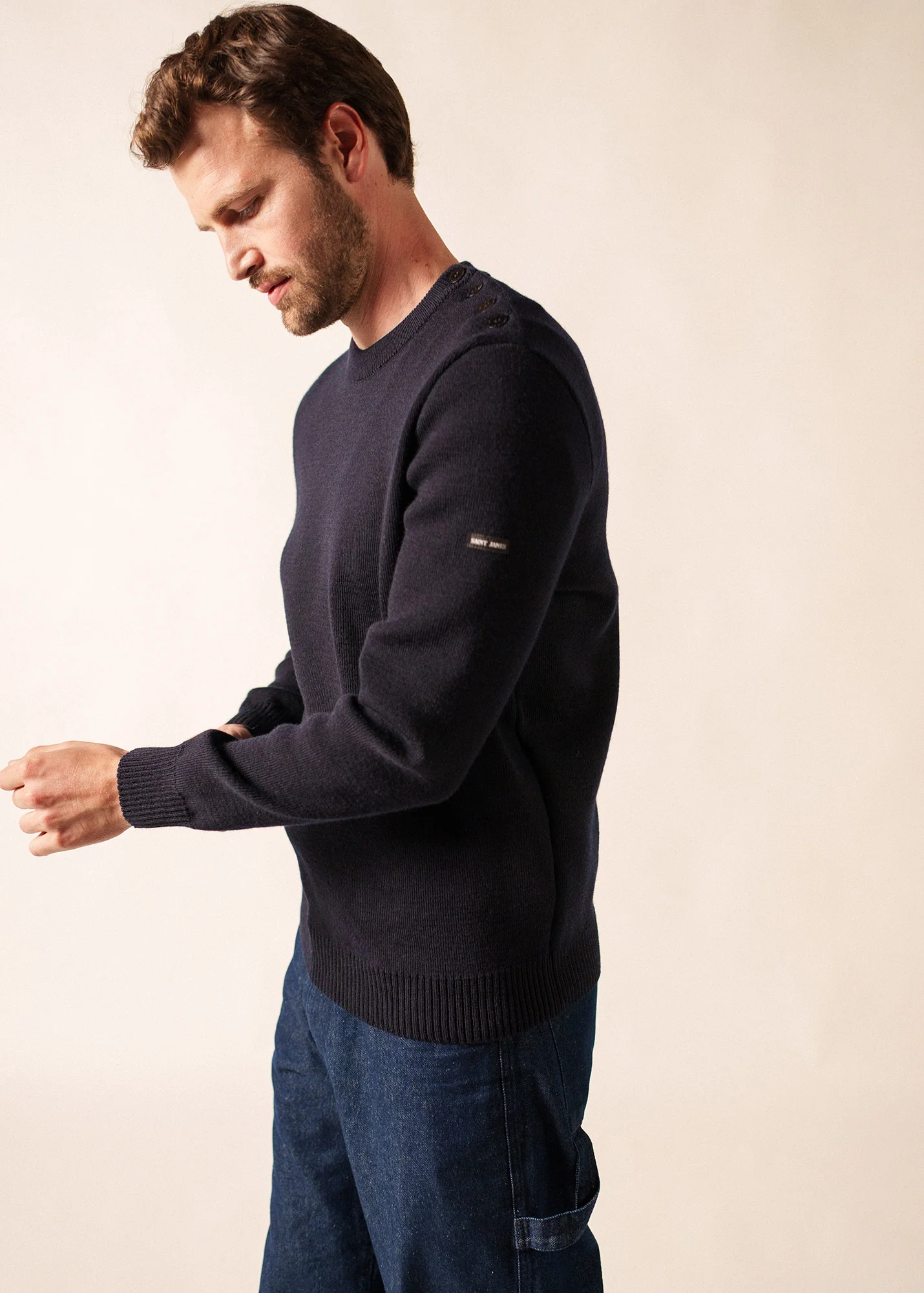Cancale sailor jumper - regular fit, in pure new wool (NAVY) - Image 3