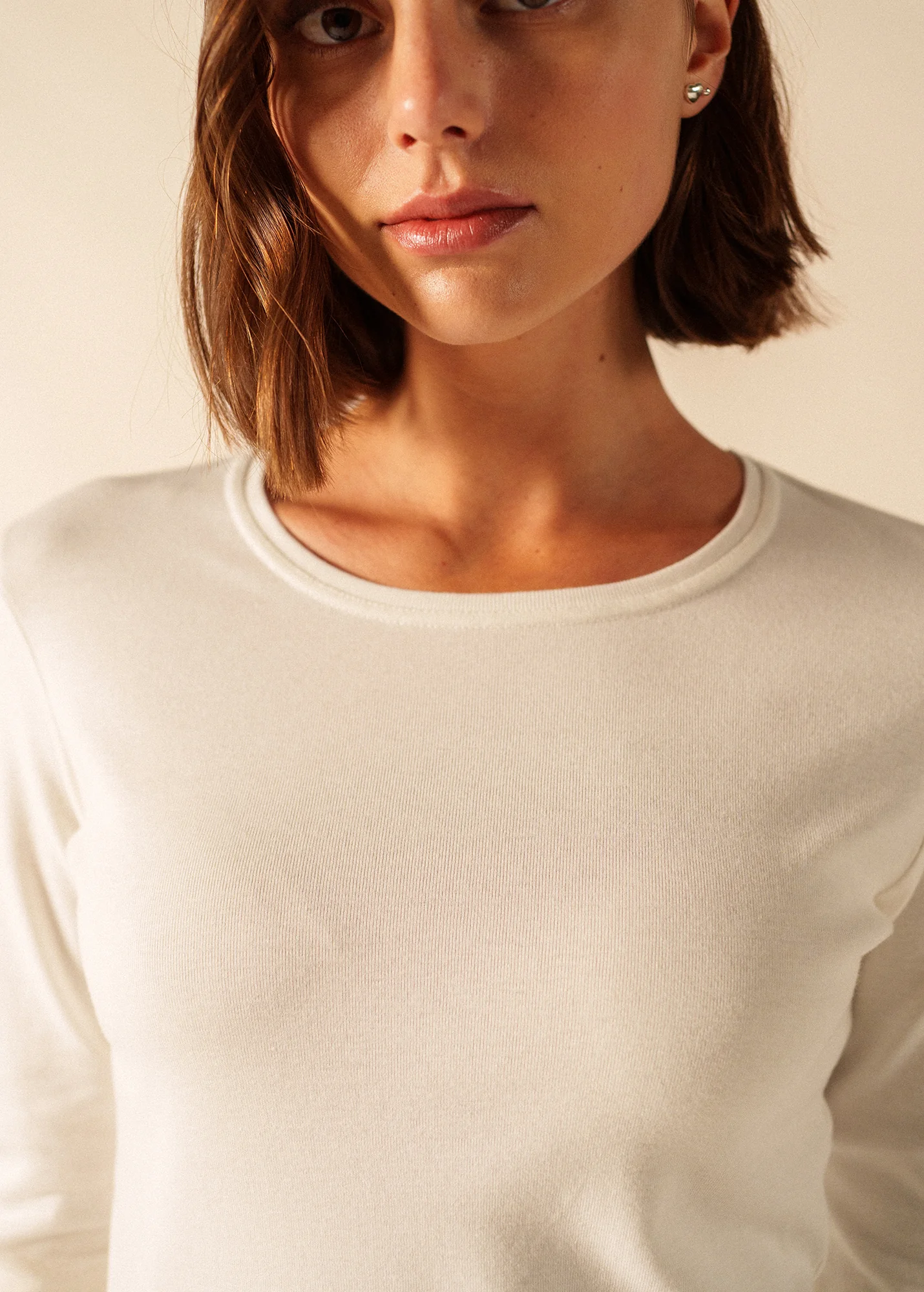 Celina long sleeve t-shirt - round neck, in cotton (ECUME) - Image 4