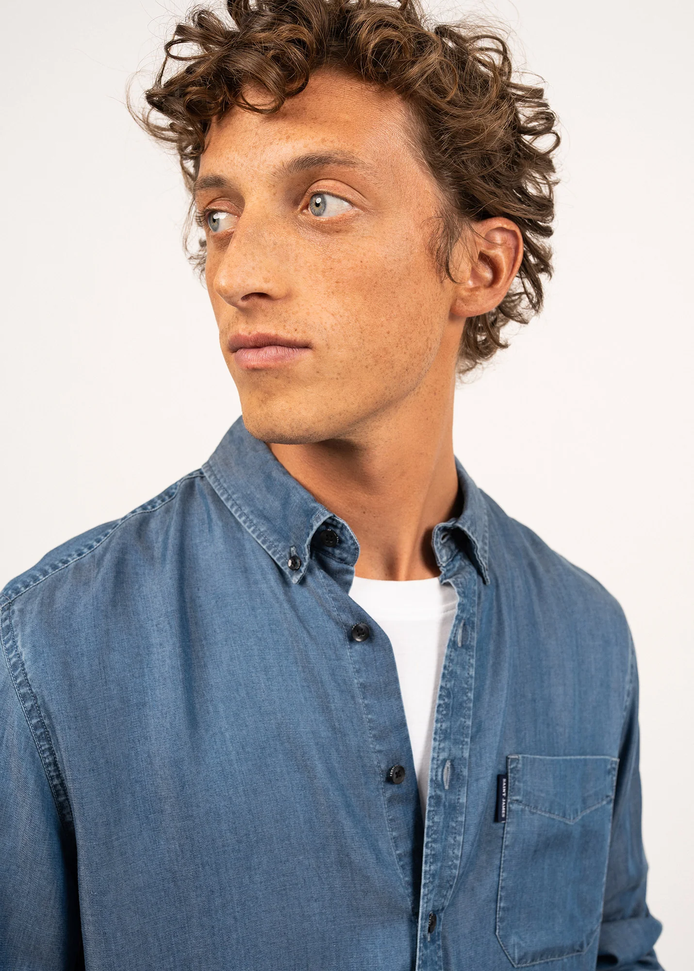 Frederic long sleeve shirt - regular fit, in chambray (CHAMBRAY) - Image 4