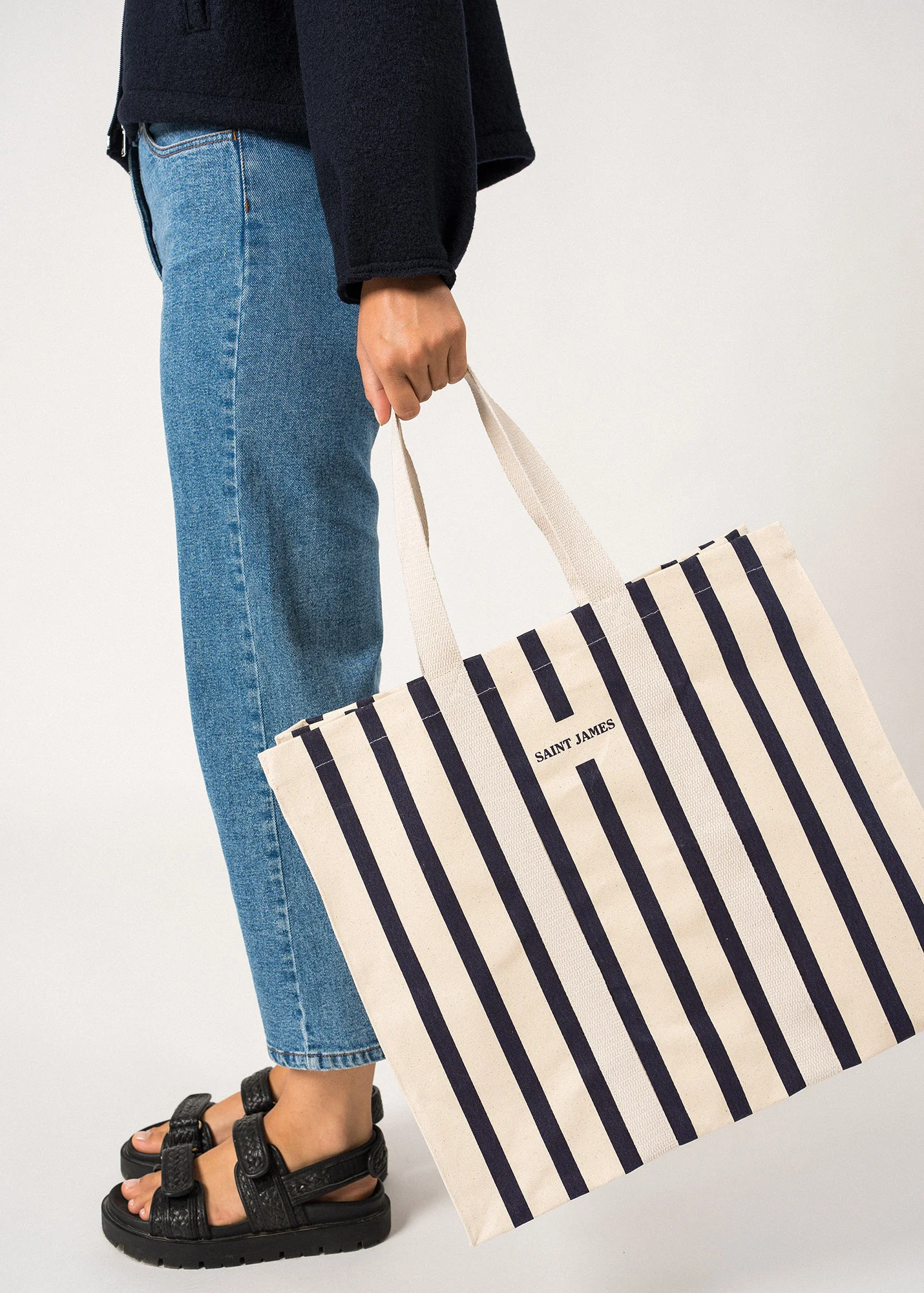 Large tote bag (ECRU/MARINE) - Image 3