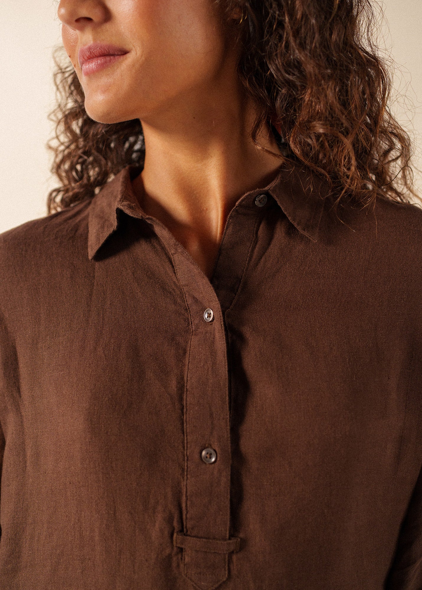 Léonie Linen Dress (EXPRESSO) - Image 4