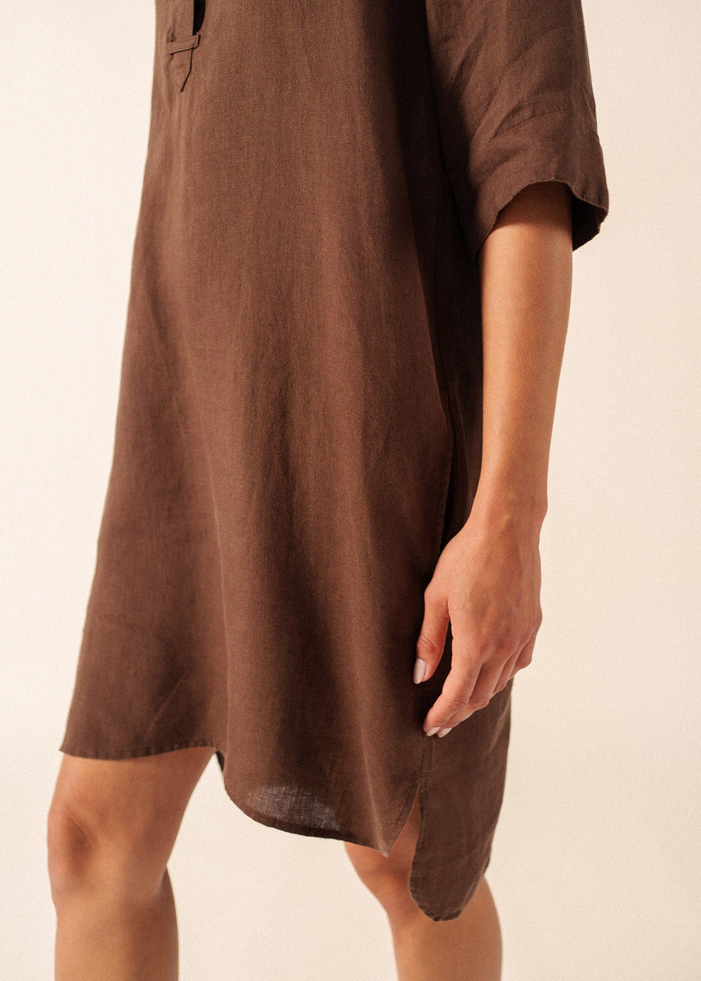 Léonie Linen Dress (EXPRESSO) - Image 5