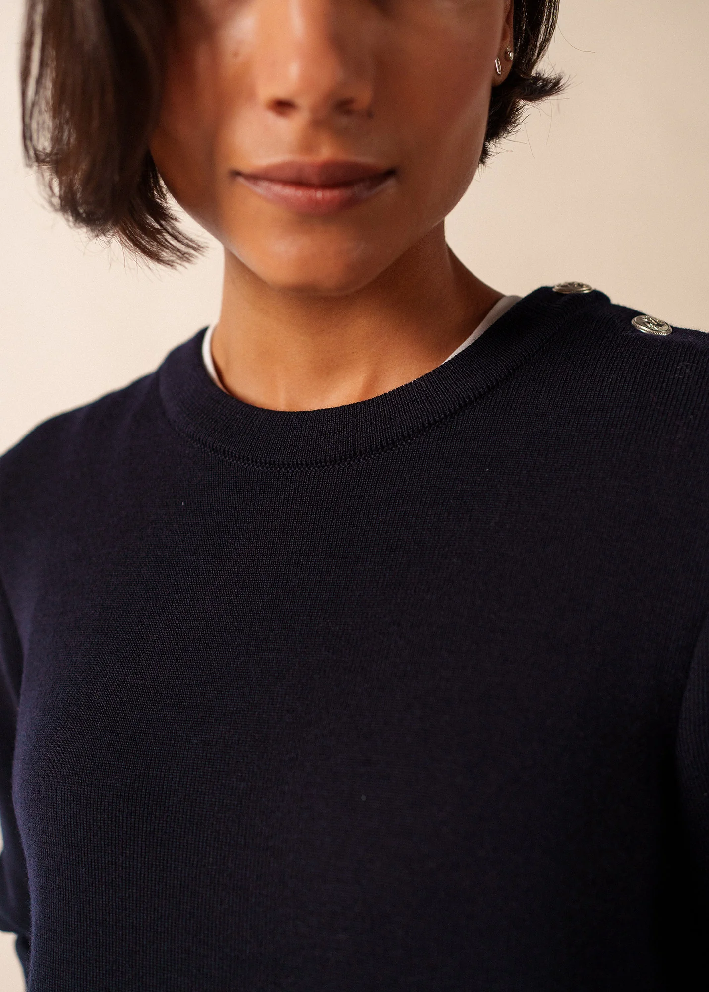 Marée Long Knitted Dress - plain, in wool (NAVY) - Image 4