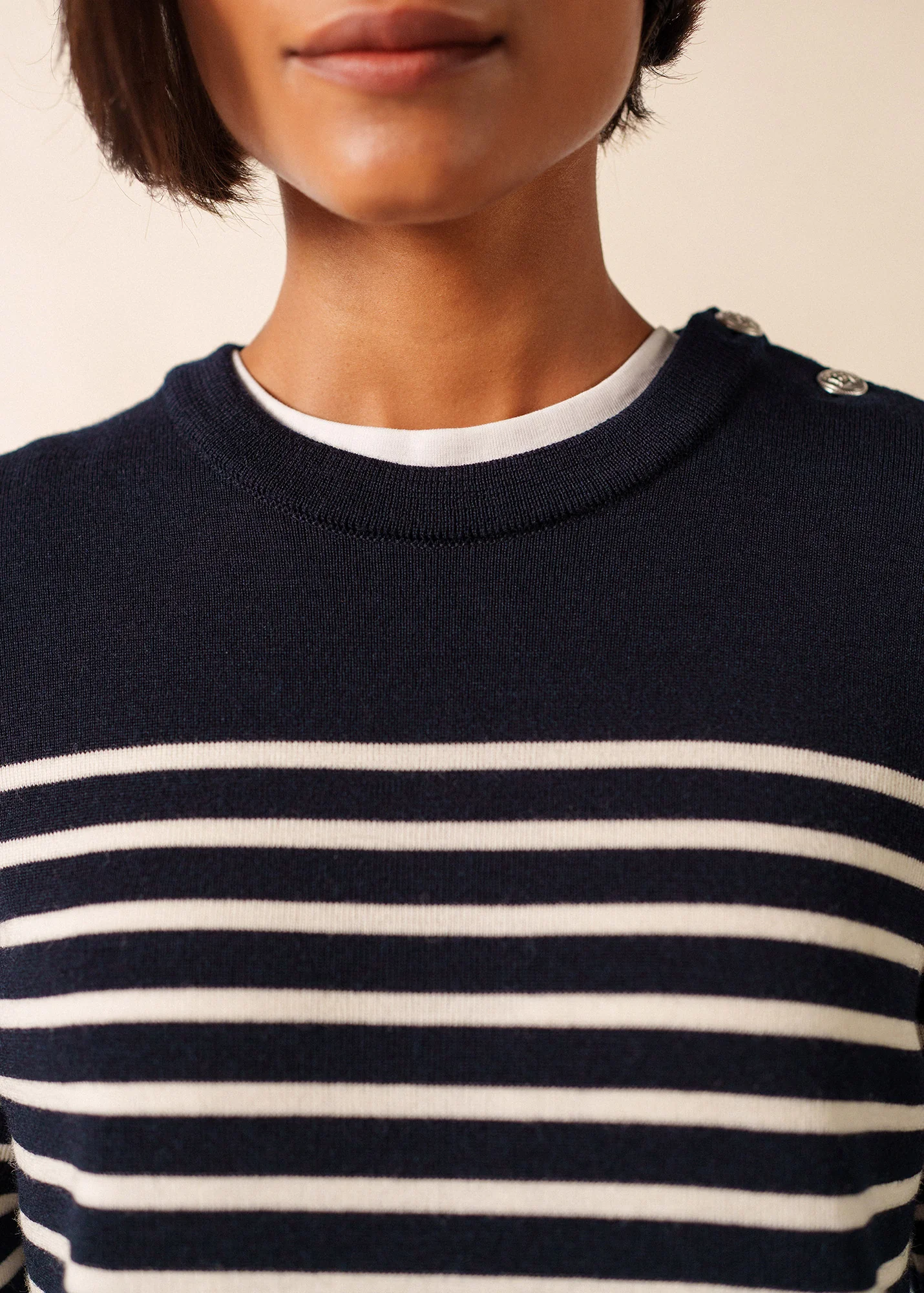 Marée Long Knitted Dress - striped, in wool (NAVY/ECUME) - Image 4