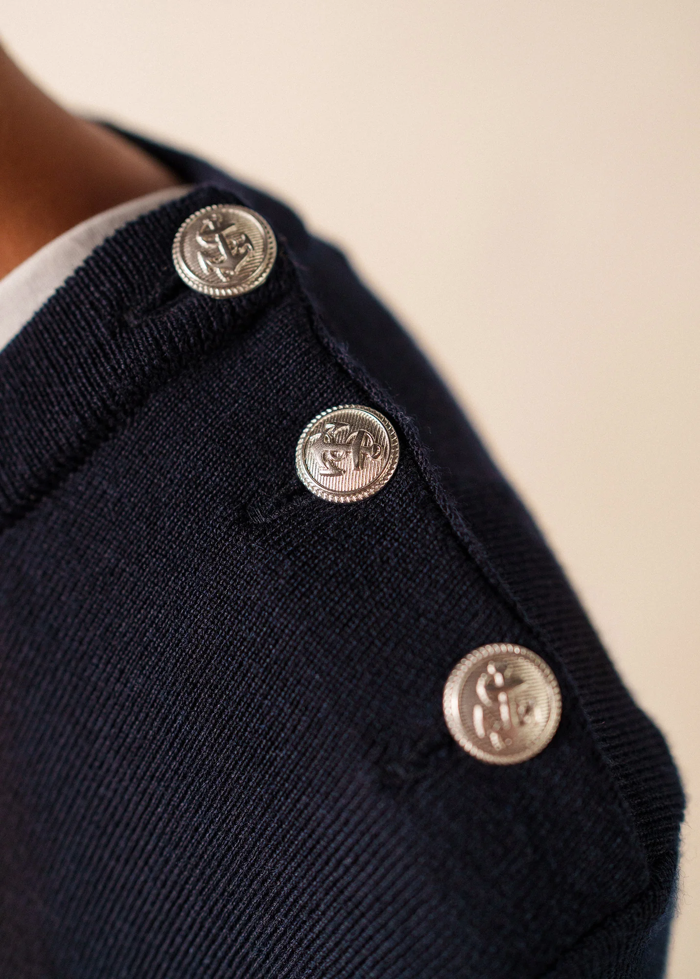 Marée Long Knitted Dress - striped, in wool (NAVY/ECUME) - Image 5