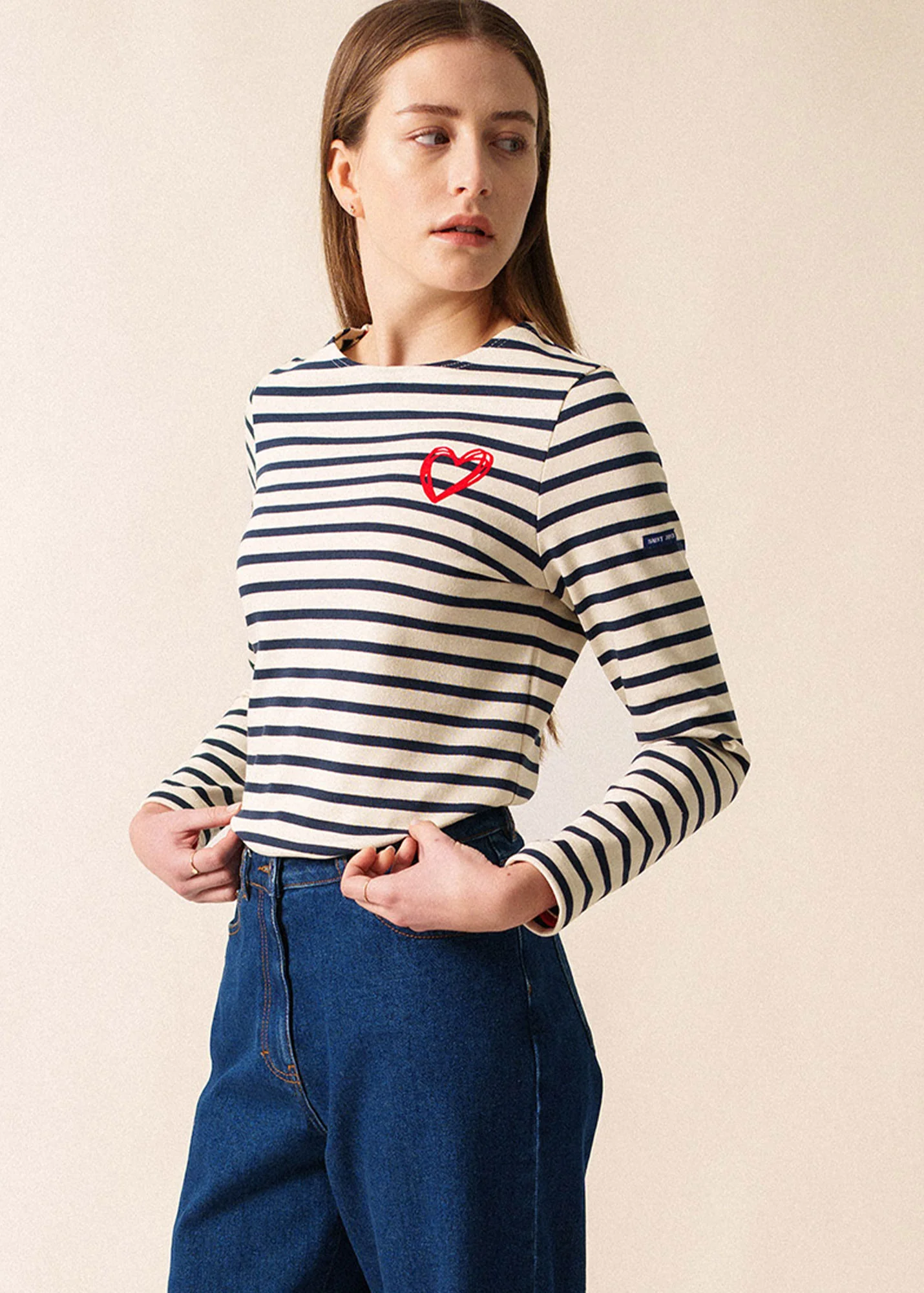 Mérid'amour Breton shirt (ECRU/MARINE/TULIPE) - Image 3