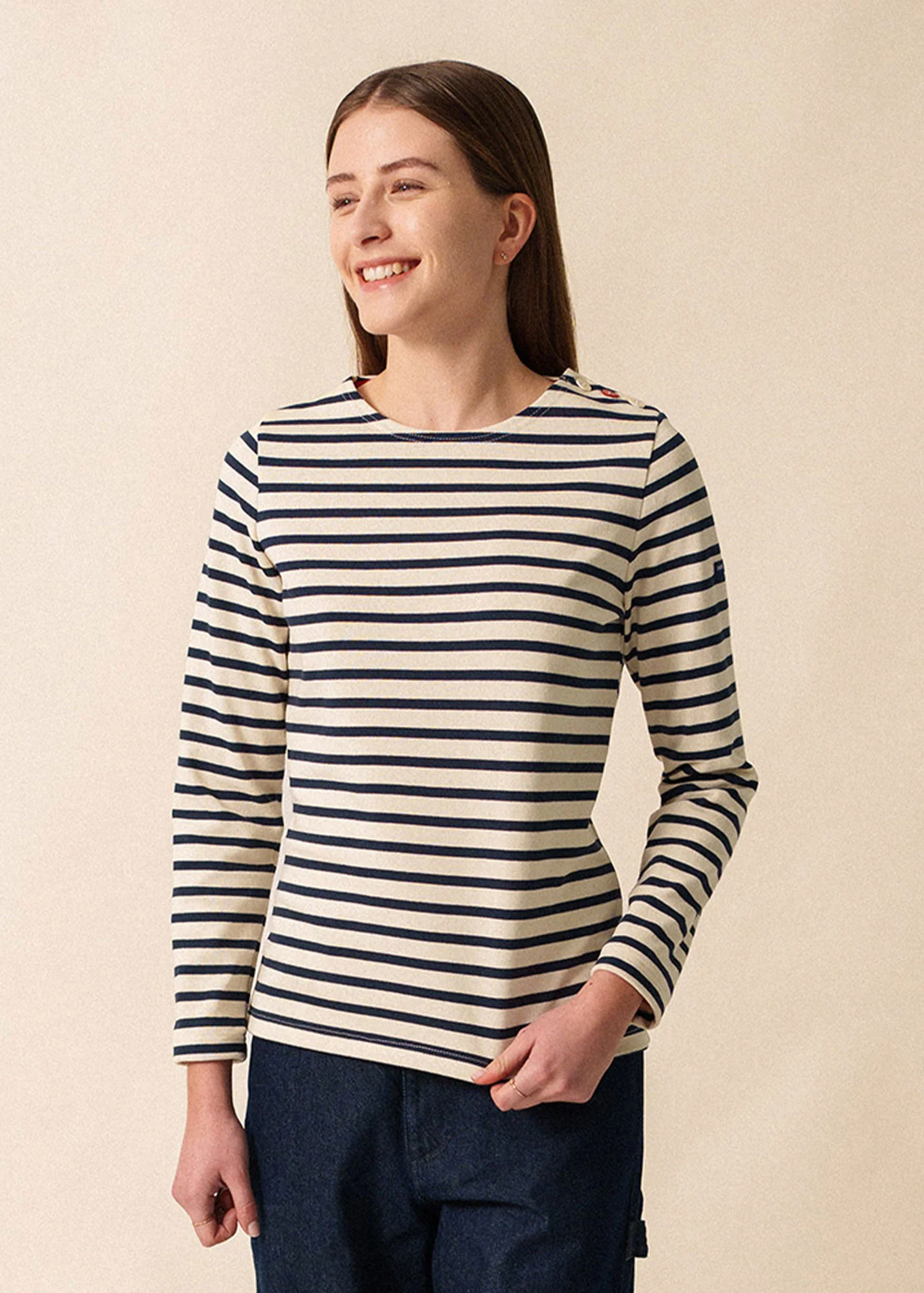 Méridame Cœur Breton shirt (ECRU/MARINE/TULIPE) - Image 3