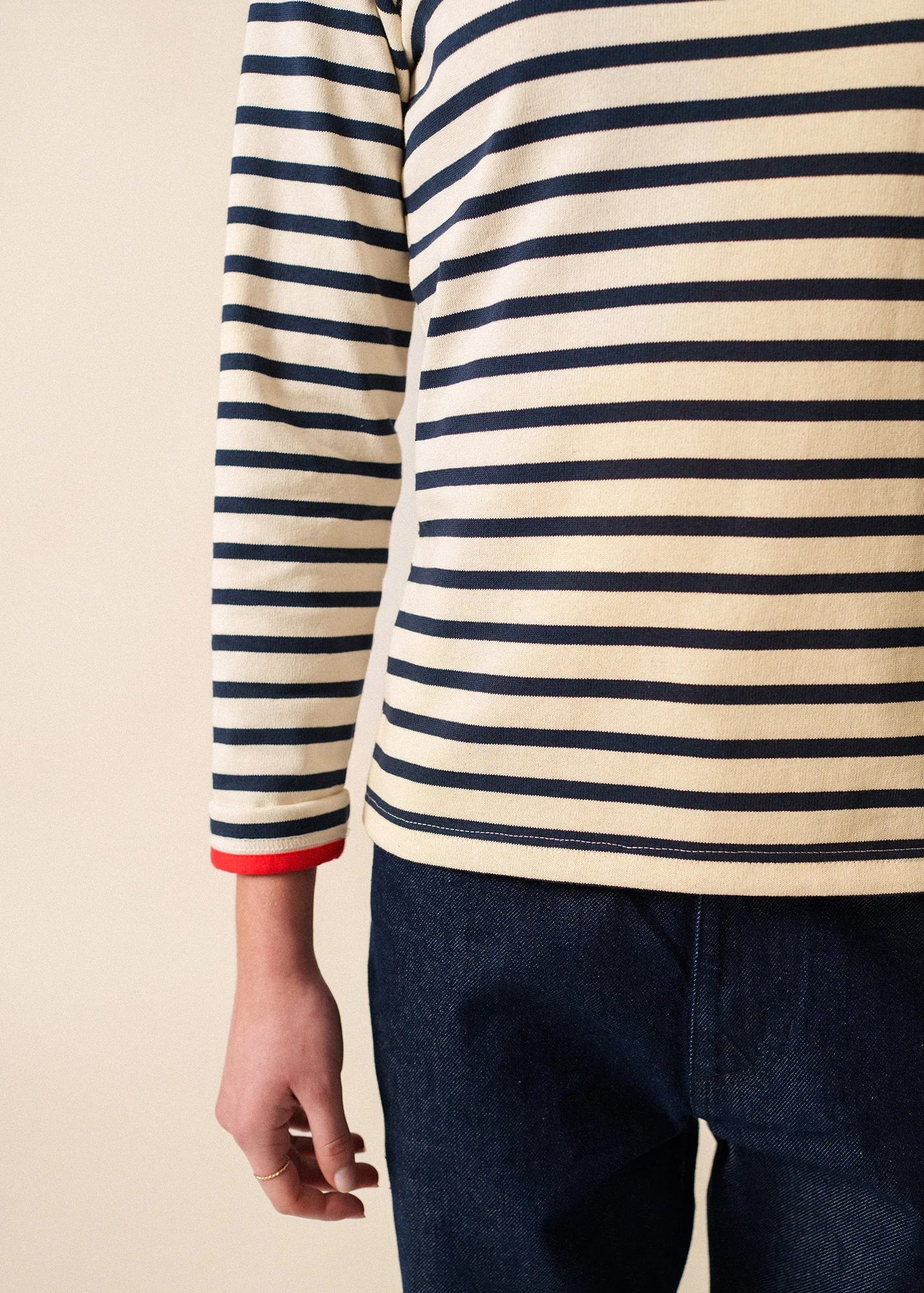 Méridame Cœur Breton shirt (ECRU/MARINE/TULIPE) - Image 5