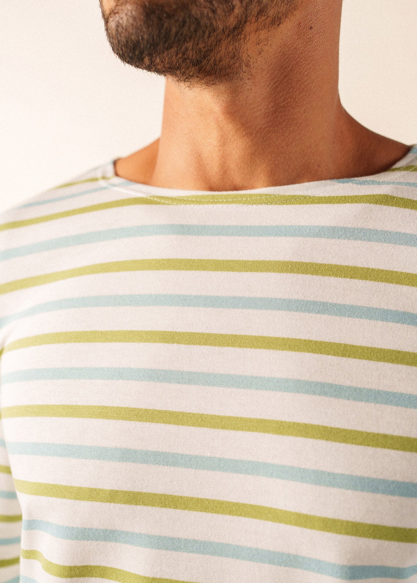 Minquiers tricolour Breton shirt (NEIGE/NUANCE/OIL) - Image 5