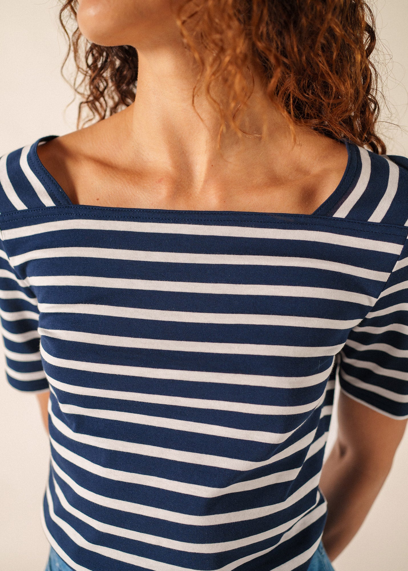 Pléneuf cotton Breton shirt (MARINE/NEIGE) - Image 4
